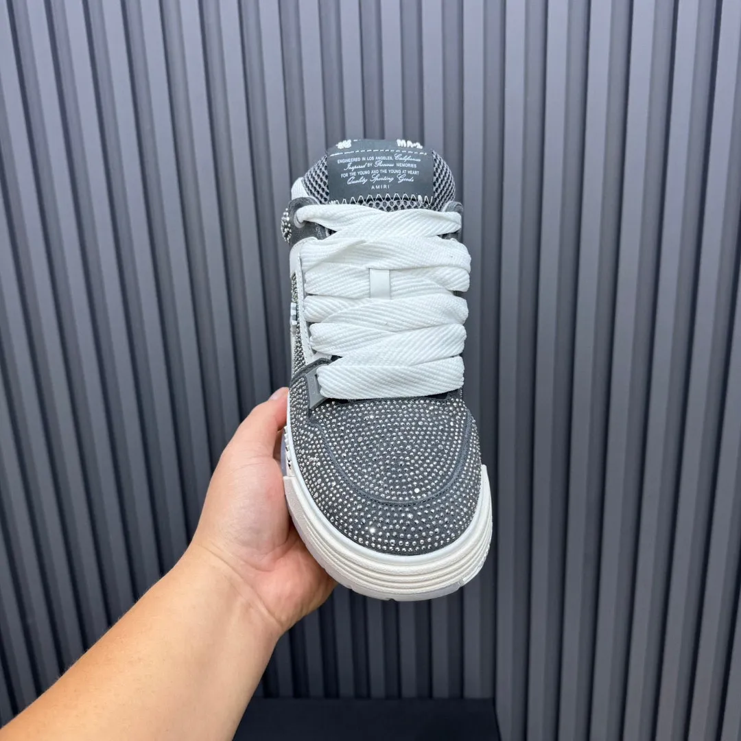Men's men's shoes 💰800 AMIRI Amir Couple's new hot brick high street sneakers with bone sports shoes, toe-layer cowhide upper, upper side bones, purely hand-stitched, with good three-dimensional effect, customized metal LOGO, code number 35-44 (45, 46 customized)